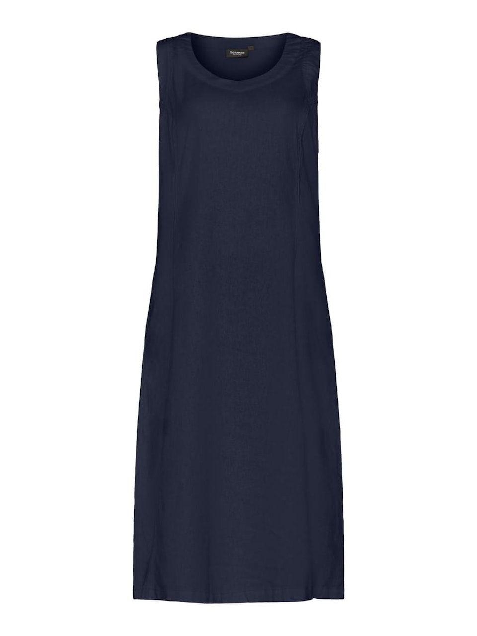 Ärmlös klänning lin/viskos (MARINBLÅ) (2XL KVAR)