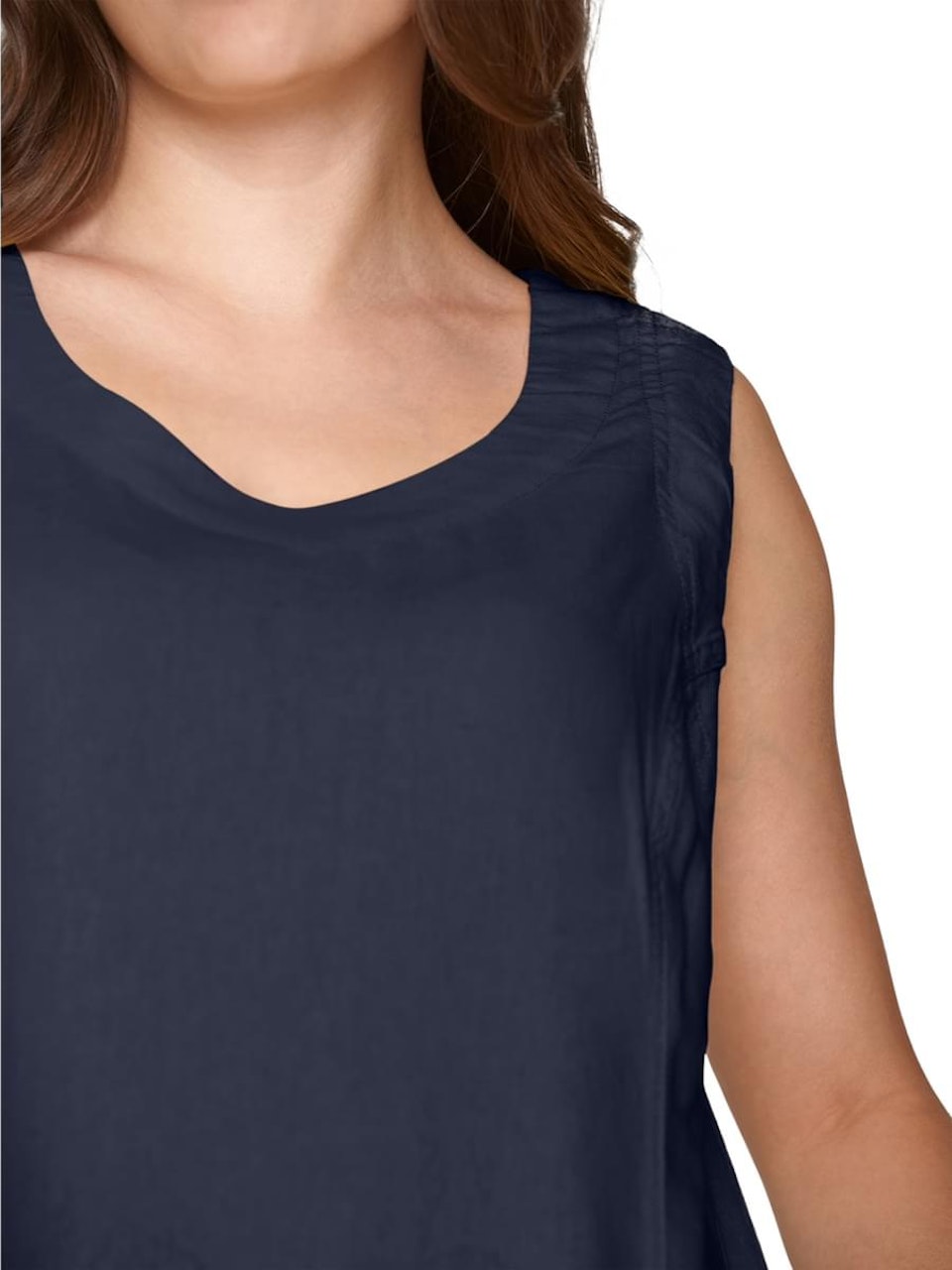 Ärmlös klänning lin/viskos (MARINBLÅ) (2XL KVAR)