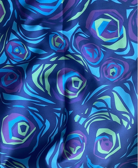 Ruusu Blue - 490 SEK/M Fabric | Metsovaara | Retro