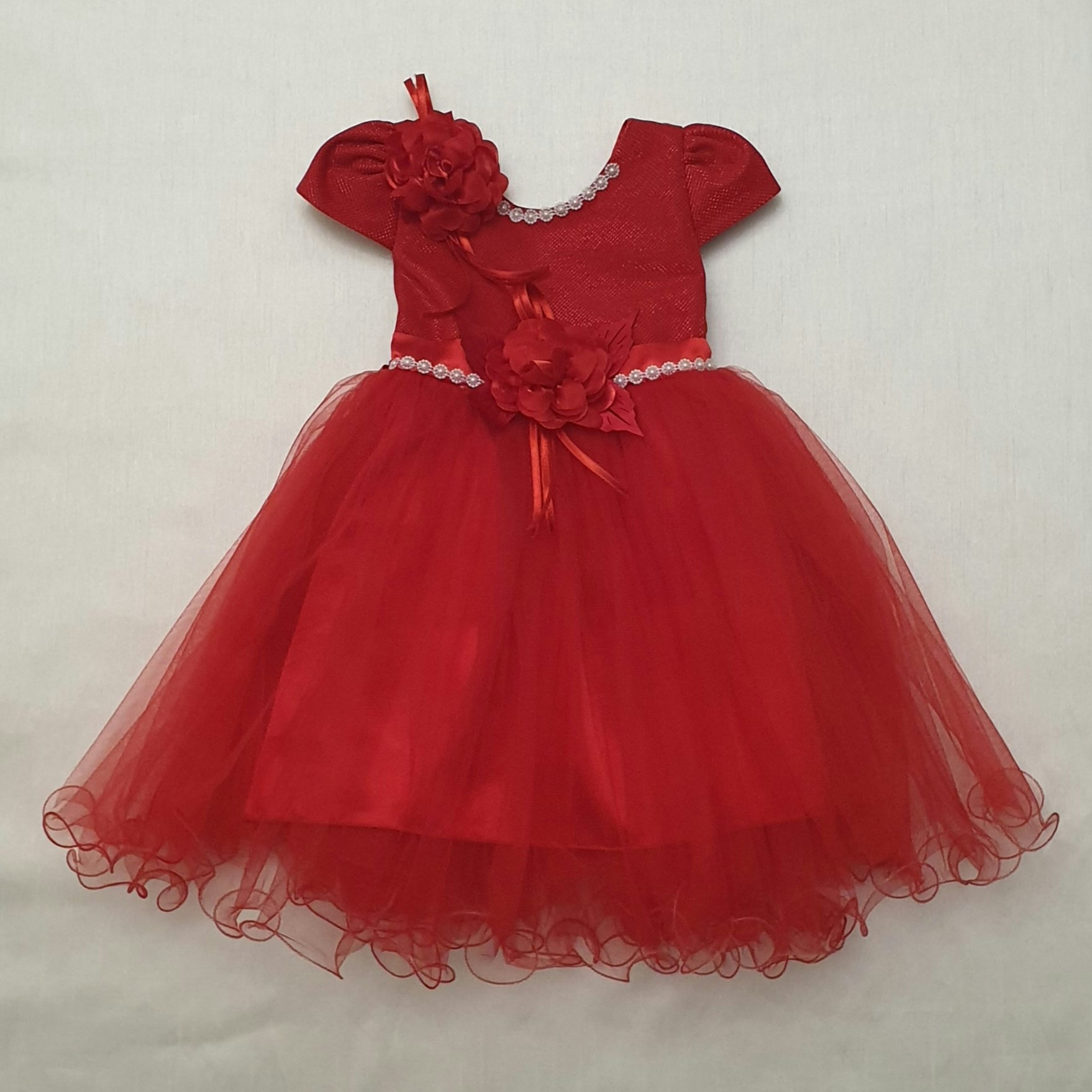 Festklänning flicka röd 1-5år