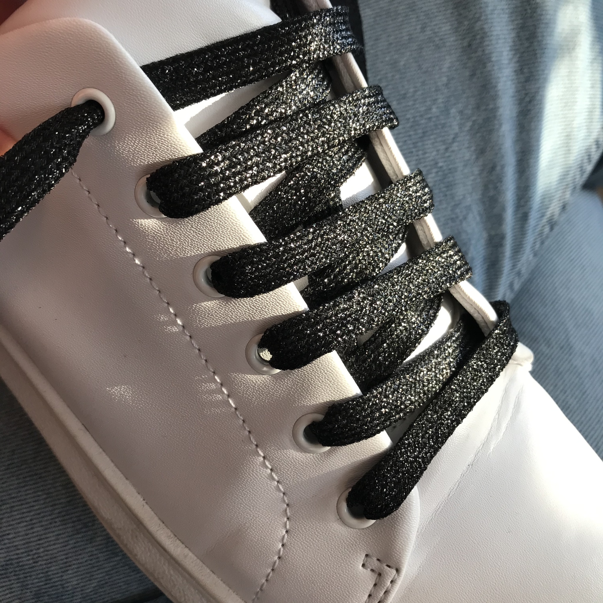 Glitter Black Shoelaces