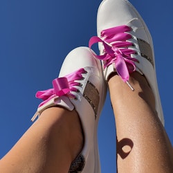 Pink Rose Silk Shoelaces