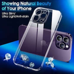 Copy of iPhone 14 Pro Transparent TPU Skal – Extra Kameraskydd