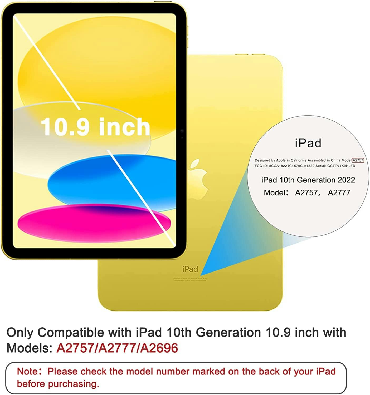 2-Pack Skärmskydd för iPad 10 (10,9 Tums, 2022 Modeller 10:e Generationen) Härdat Glas