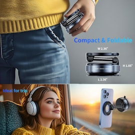 Magsafe Magnetisk Biltelefonhållare med Sugkopp – Extra Stark & Hopfällbar för iPhone 12–16