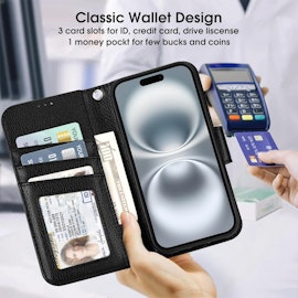 iPhone 16 Plånboksfodral - Svart