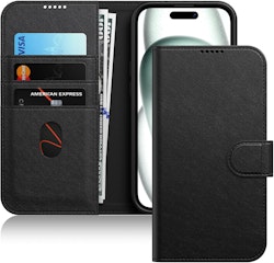 iPhone 15 Plånboksfodral - Svart