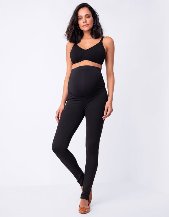 Svarta leggings för gravida ut zoomad bild på modell