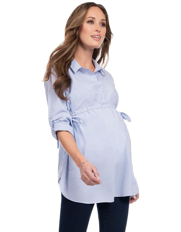 Hermia - blårandig gravidskjorta