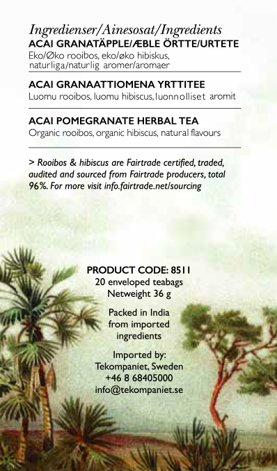 Acai granatäpple, Rooibos, Life by Follis Eko Fairtrade, 6 x20 påsar