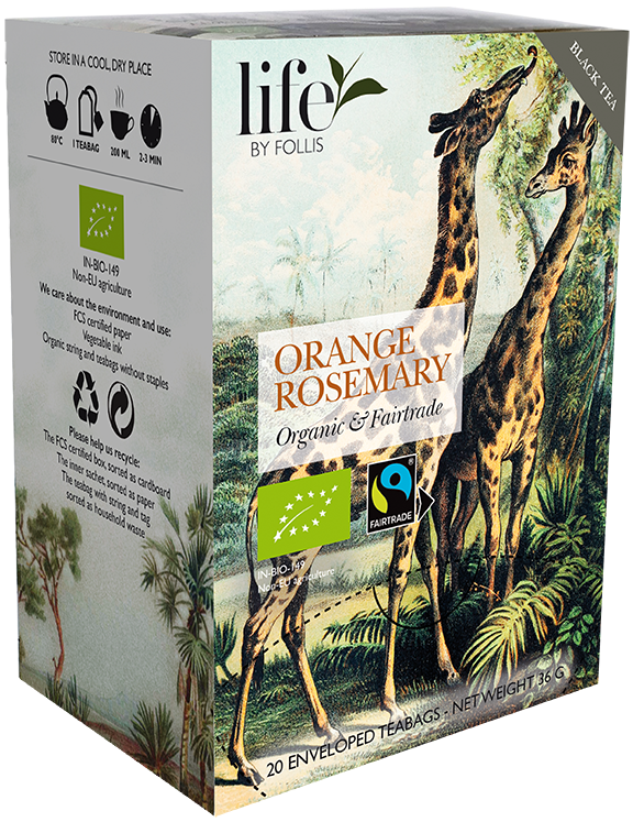 Apelsin Rosmarin, Svart te, Life by Follis Eko Fairtrade, 6 x20 påsar