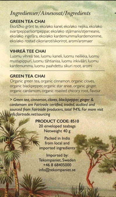 Chai, Grönt te, Life by Follis Eko Fairtrade, 6 x20 påsar
