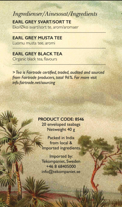 Earl Grey, Svart te, Life by Follis Eko Fairtrade, 6 x20 påsar