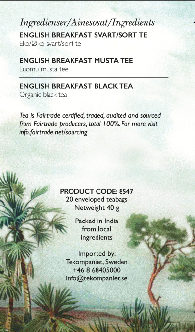 English Breakfast, Svart te, Life by Follis Eko Fairtrade, 6 x20 påsar