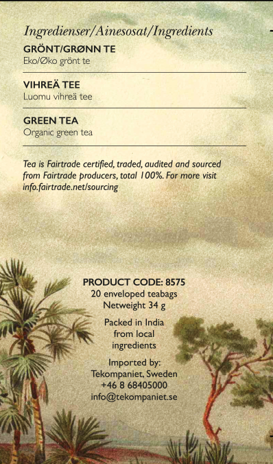 Neutralt, Grönt te, Life by Follis Eko Fairtrade, 6 x20 påsar