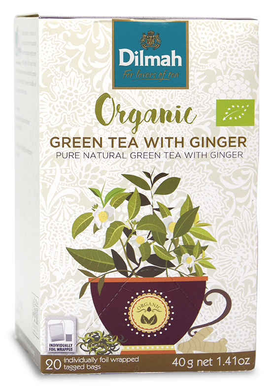 Ingefära, Grönt te, Dilmah Organic, 20 påsar