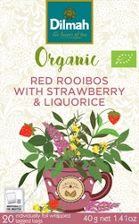 Jordgubb Lakrits, Rooibos, Dilmah Organic, 20 påsar