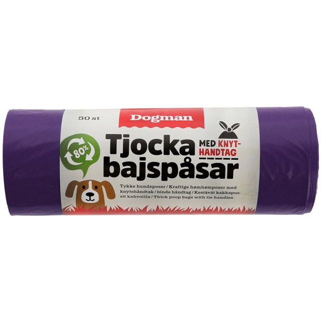 Dogman, bajspåsar m. knythandtag, 50-pack