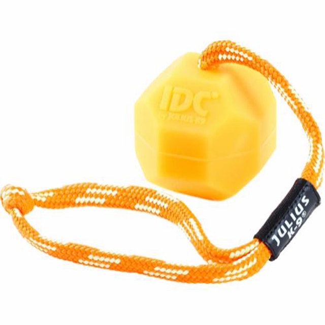 Julius K9, fluorescerande boll m. rep, 6cm, orange