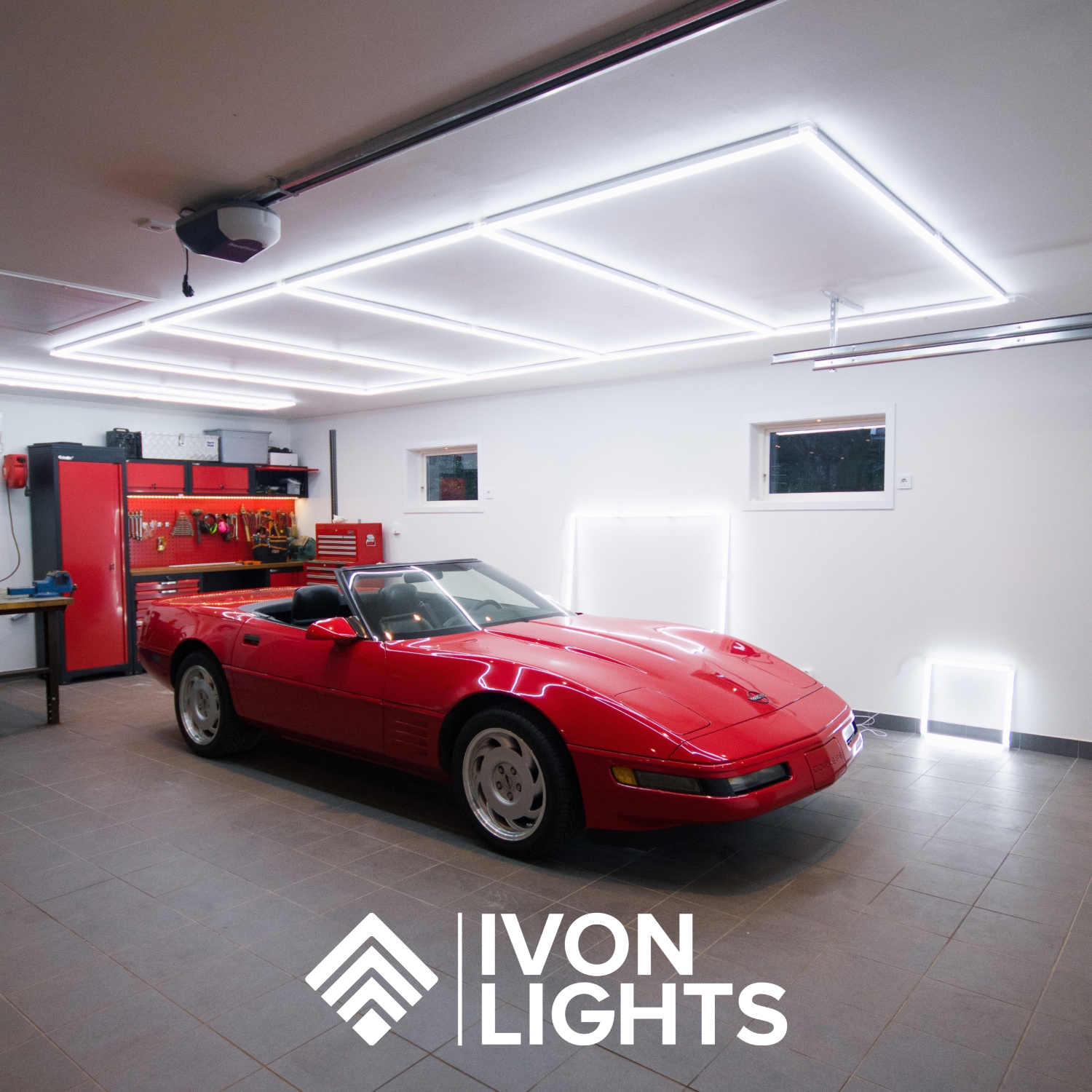 Full Size Rectangle Garage Lighting, LED Luminaire, IVONE - IVON