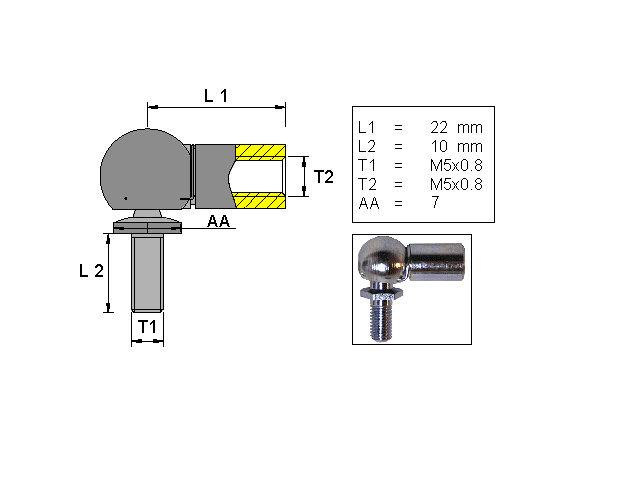 Vinkelkulled; L=22; M5