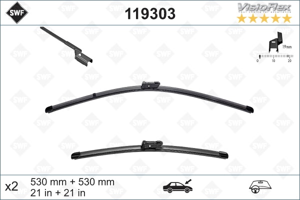 2pc SWF 303 Torkarblad fram 530 / 530