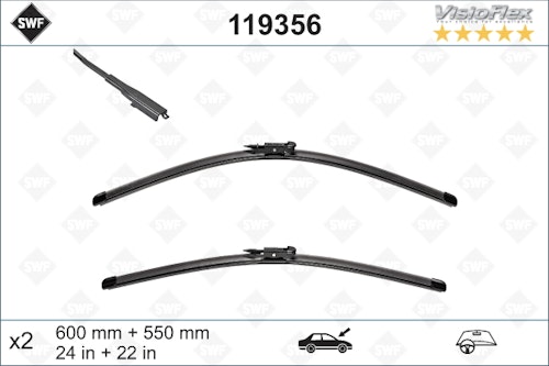 2pc SWF 356 Torkarblad fram 600 / 550