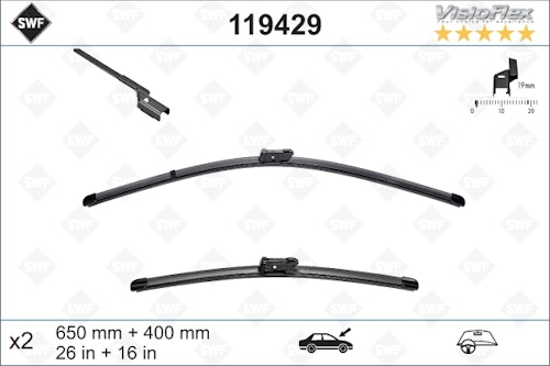 2pc SWF 429 Torkarblad fram 650 / 400