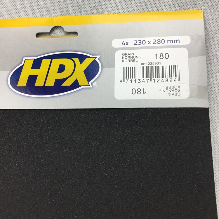 Sandpapper, HPX, 4 st a 230x280 mm, Grovhalt: 180