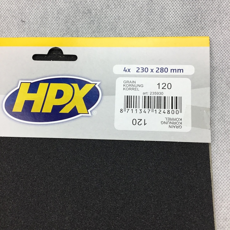 Sandpapper, HPX, 4 st a 230x280 mm, Grovhalt: 120