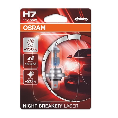H7, 12 V, 55W, Osram, Night Breaker Laser, Dimstrålkastare