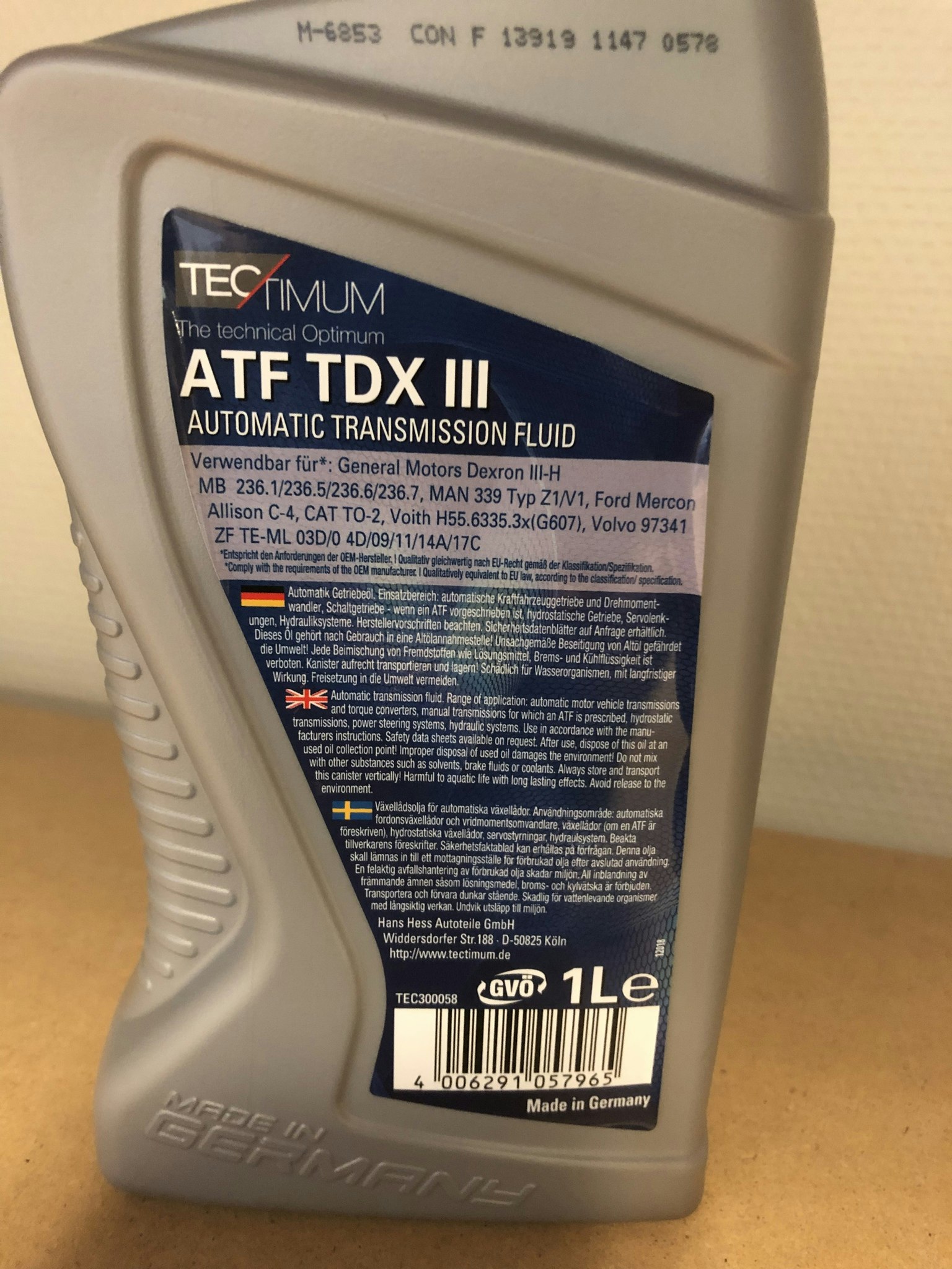 Automatväxellådsolja (ATF)  - TECTIMUM, ATF TDX III, 1 L