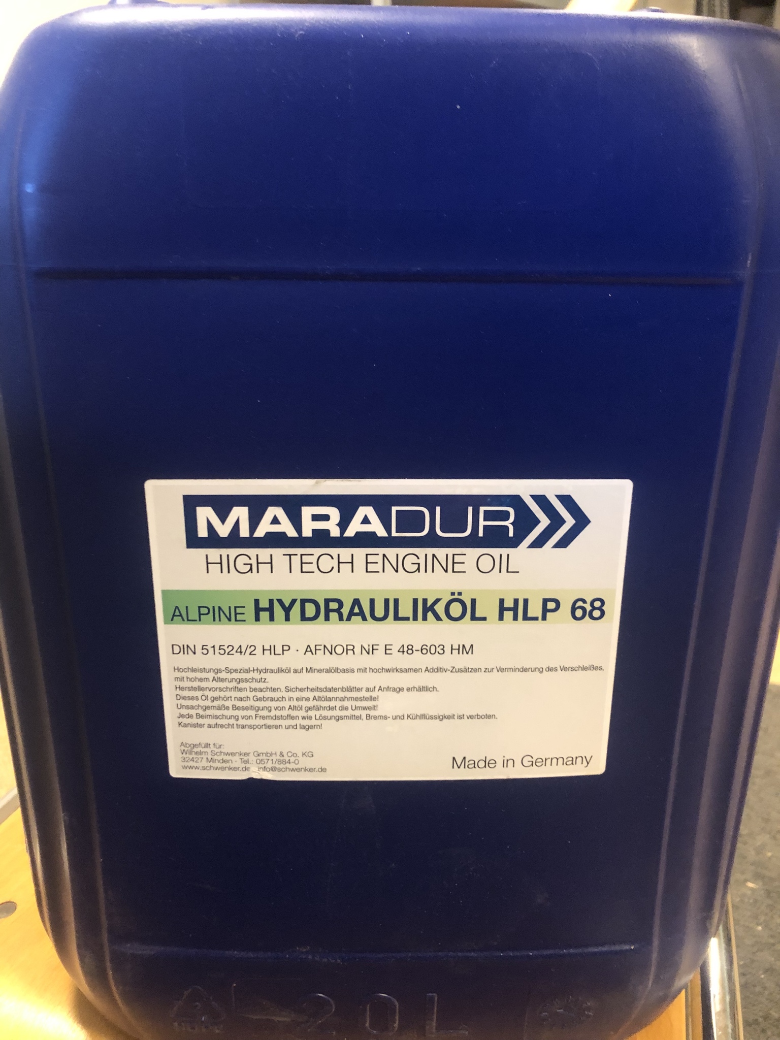 Maradur, Alpine hydraulolja HLP 68, 20 Liter