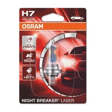 H7, Glödlampa 12V, 60/55 W, Osram, Night Breaker Laser, Fjärrstrålkastare