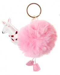 key ring fluffy alpaca pink 8 cm