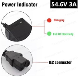 3 Plugg Laddare  54.6V 3A för 13S 48V Li-ion batteri