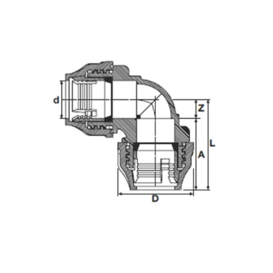 PEM Ø40 mm Vinkel 90º
