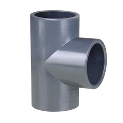 PVC-U Grenrör T-koppling 90º standard för limning på alla sidor, flera varianter