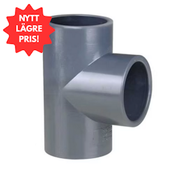 PVC-U Grenrör T-koppling 90º standard för limning på alla sidor, flera varianter