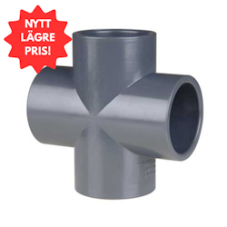 PVC-U Ø50 mm Grenrör Korskoppling 90º limmas på alla sidor