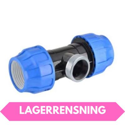 PEM T-koppling 50mm x R40 (1½") inv x 50mm med förstärkningsring