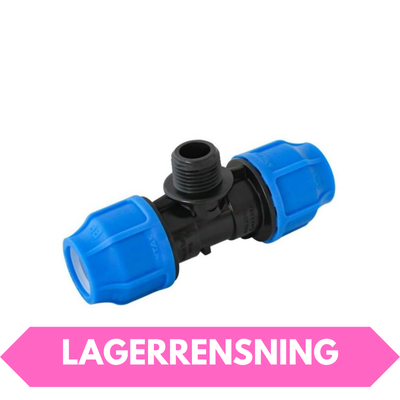 PEM T-koppling Ø50 mm - 1½" (1,5 tum) UTVändig gänga (50mm x 1½" x 50mm)