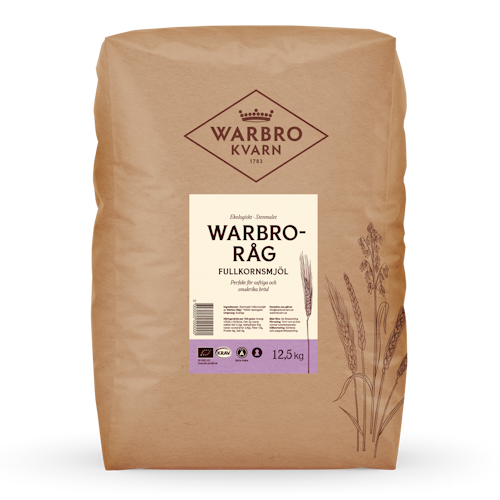 Stenmalet Warbro-Råg fullkorn 12,5 kg KRAV