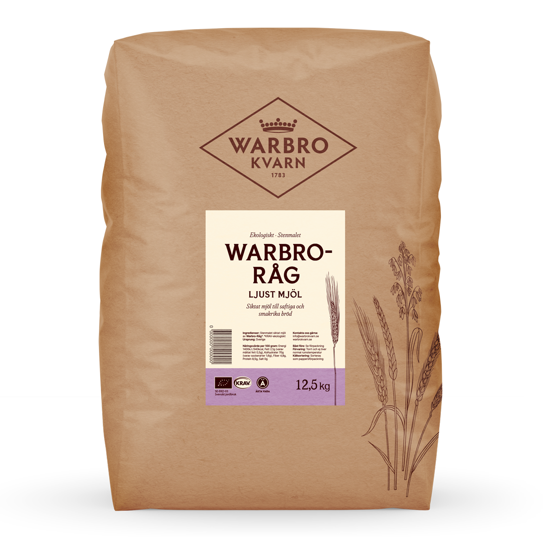 Stenmalet Warbro-Råg Ljust (oblandat) 12,5 kg KRAV