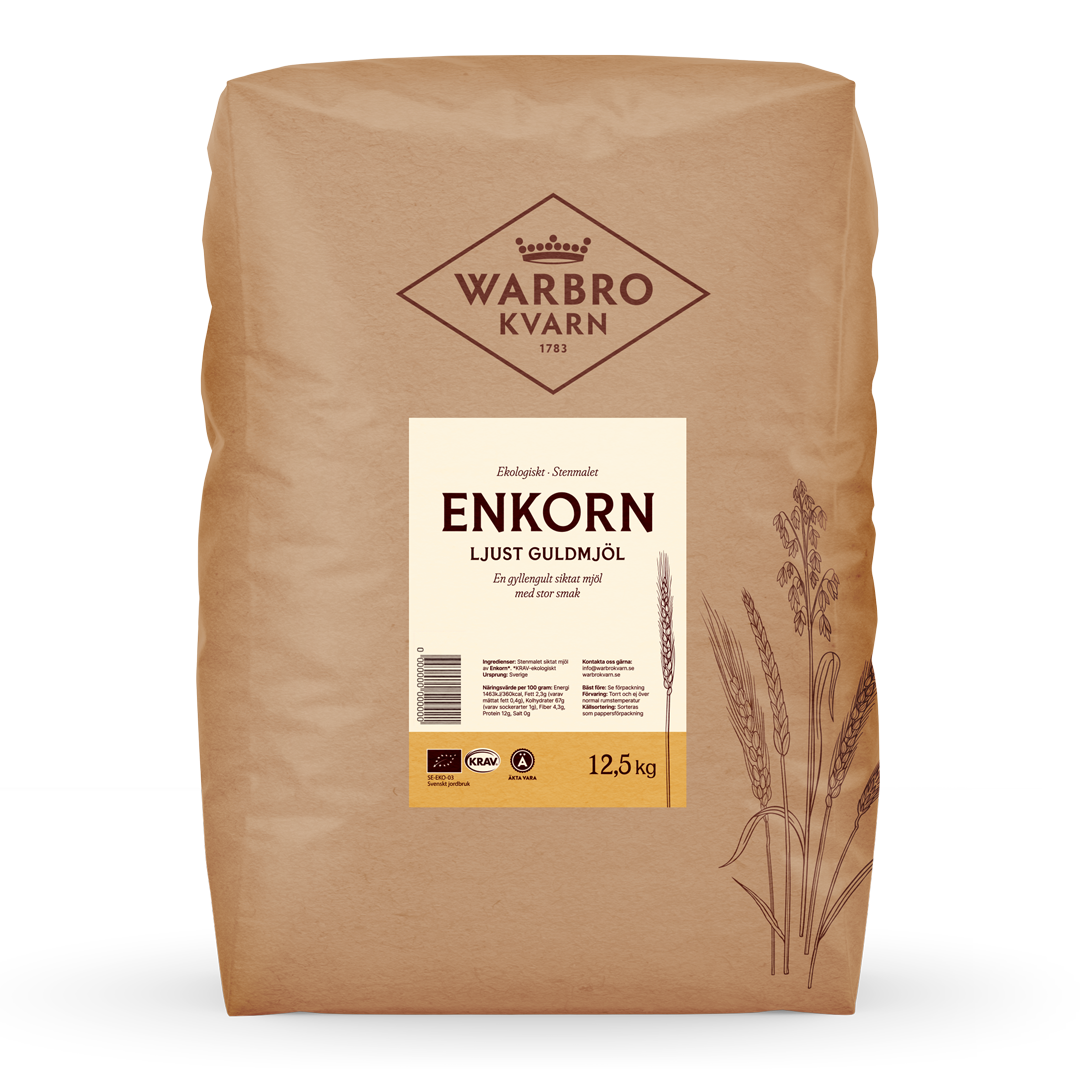 Stenmalet Enkorn ljust Guldmjöl 12,5 kg KRAV