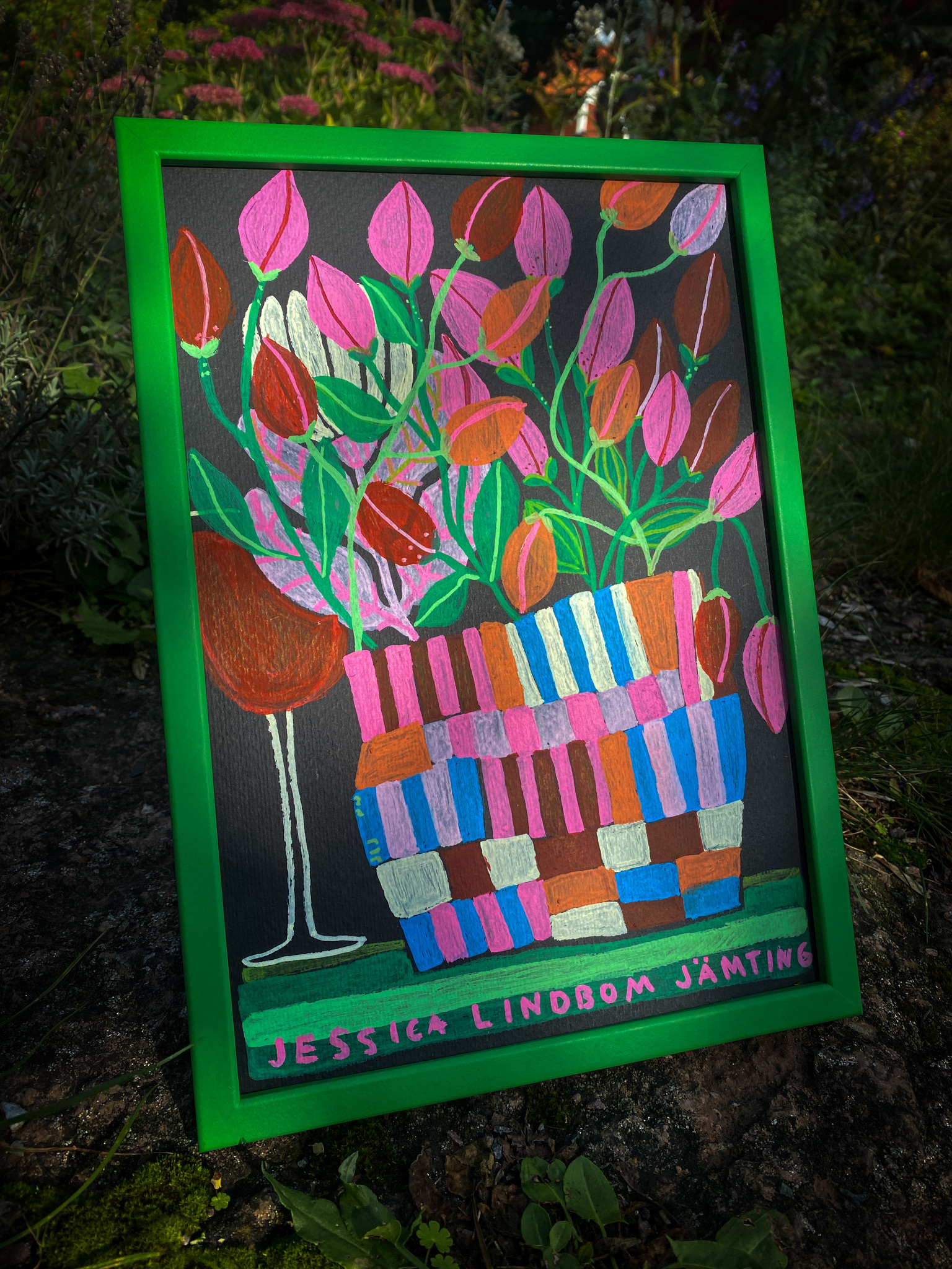 Flowers & Wine  - Originalmålning av Jessica Jämting