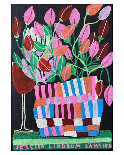 Flowers & Wine  - Originalmålning av Jessica Jämting