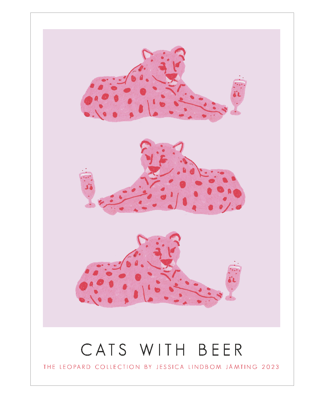 Pink Cats with Beer - Poster av Jessica Jämting