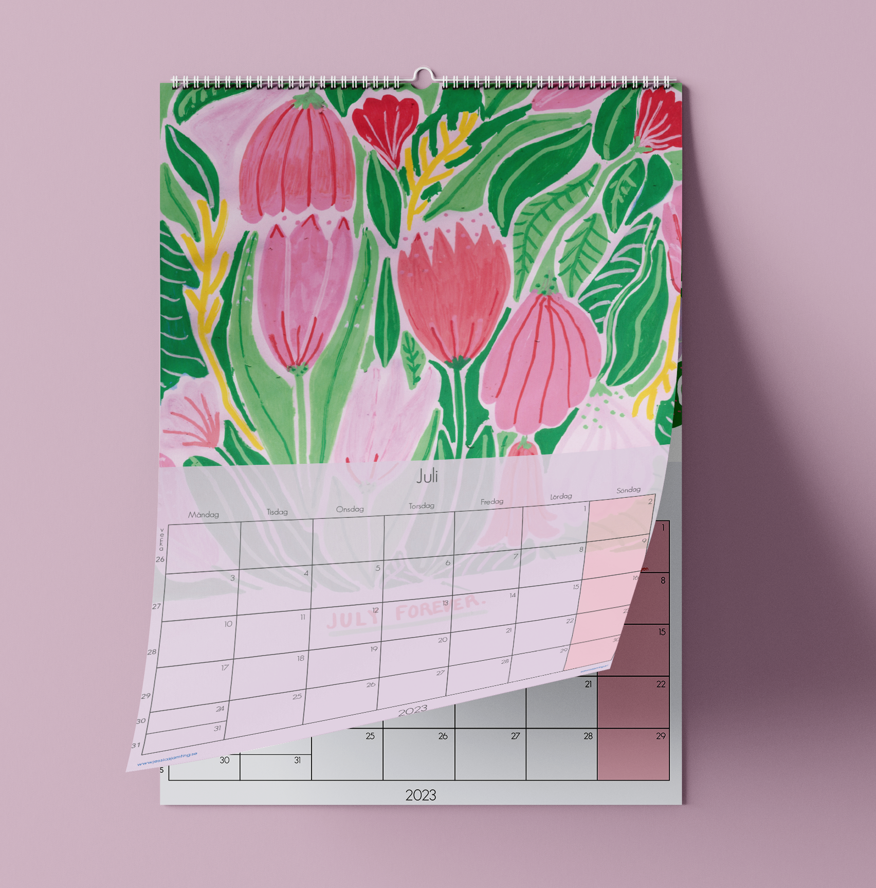 Kalender 2023 - Din blomstrande väggkalender med konst av Jessica Jämting