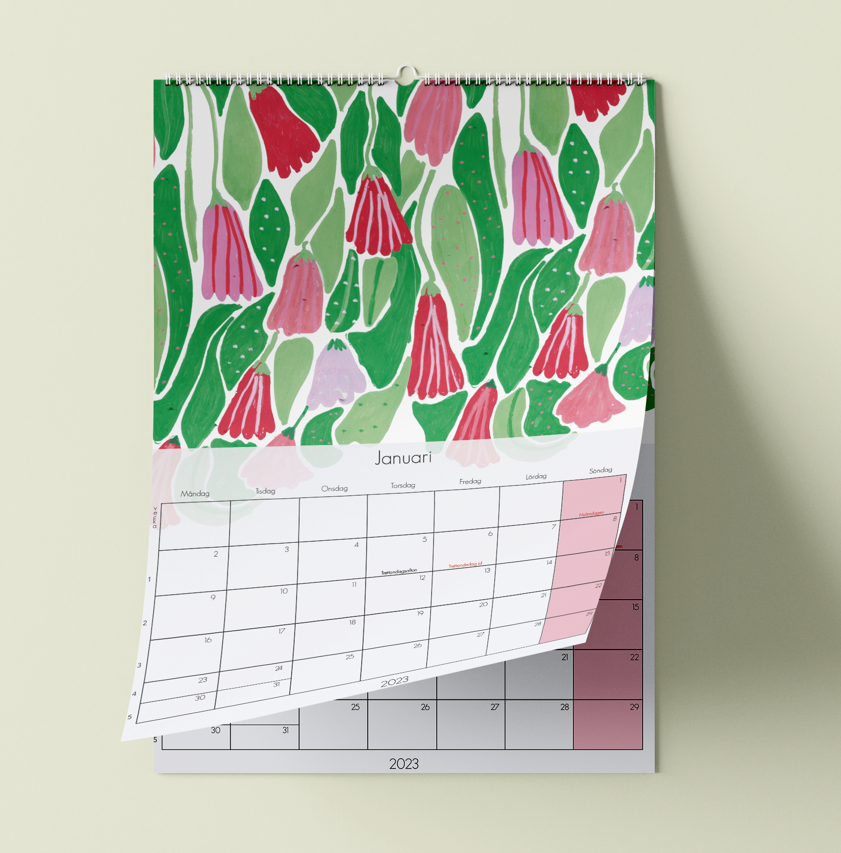 Kalender 2023 - Din blomstrande väggkalender med konst av Jessica Jämting